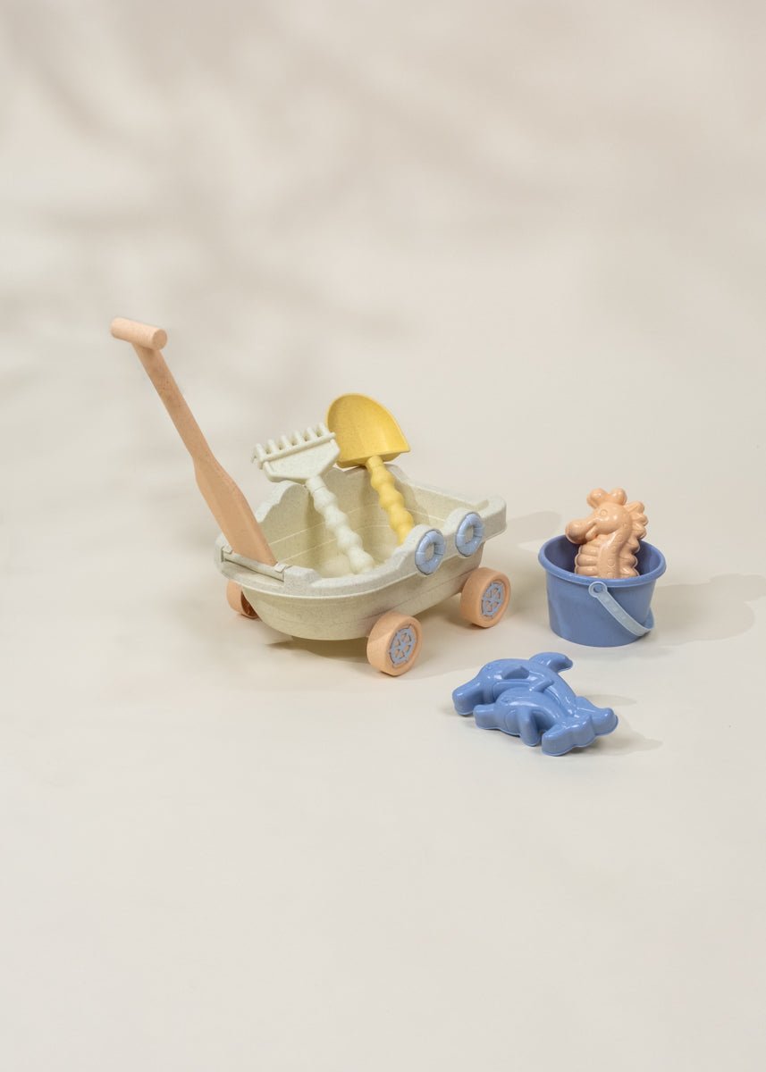Oversized 6 - Piece Wheat Straw Sand Toy Set – Wagon & Accessories - Mastermind Toys___249993
