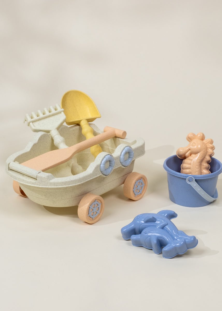 Oversized 6 - Piece Wheat Straw Sand Toy Set – Wagon & Accessories - Mastermind Toys___249993