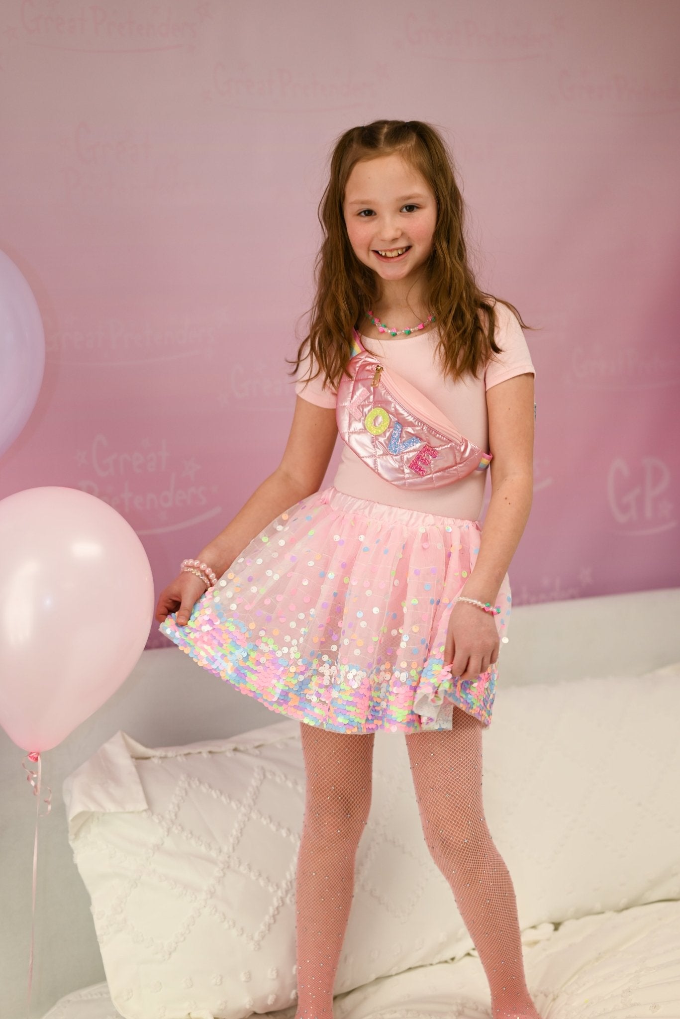 Party Fun Sequins Skirt, Pink/Neon, Size 4 - 6 - Mastermind Toys___245105