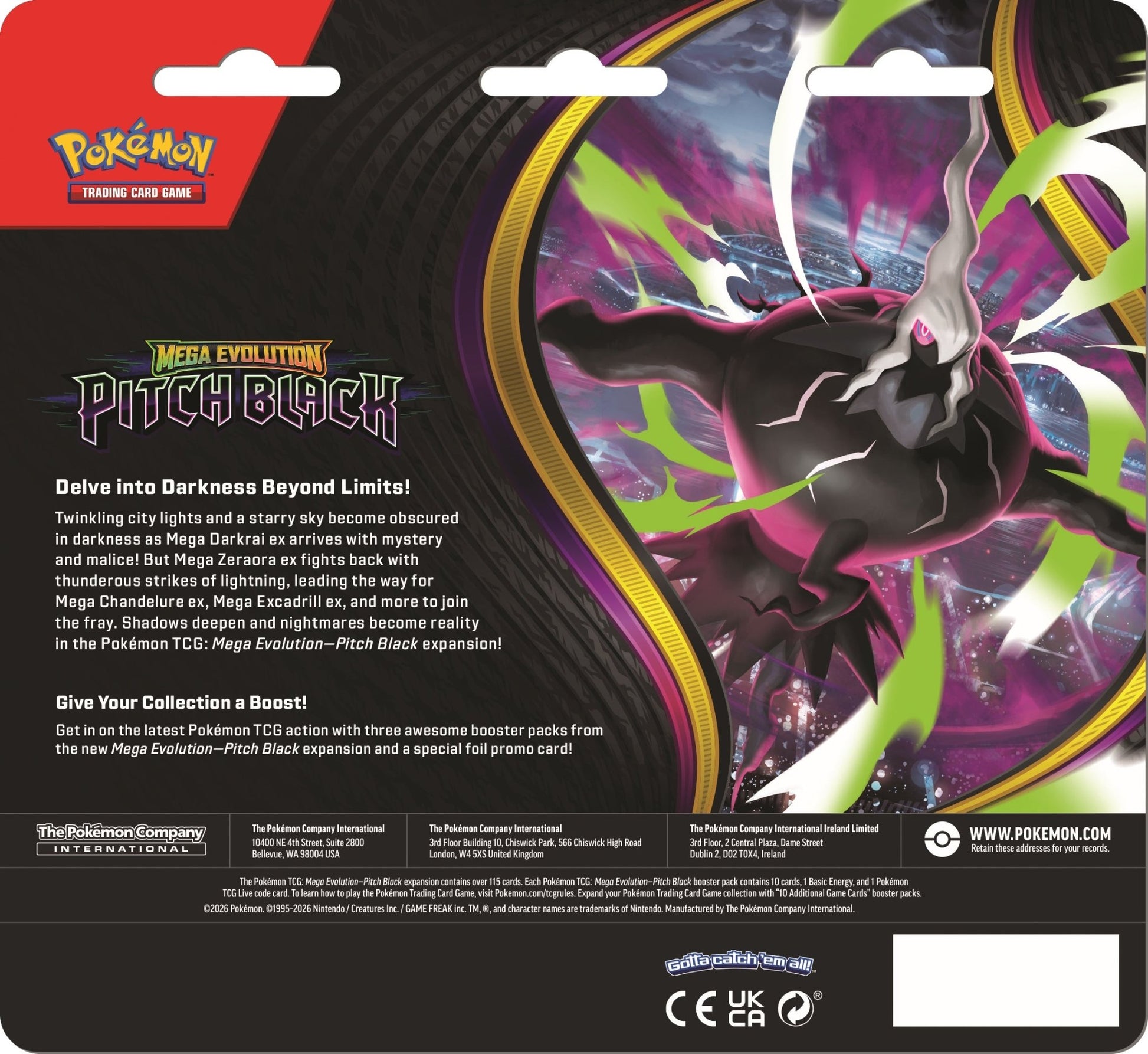 Pokémon TCG: Mega Evolution PITCH BLACK Three-Booster Blister I Limit 2 per customer - Mastermind Toys___256296