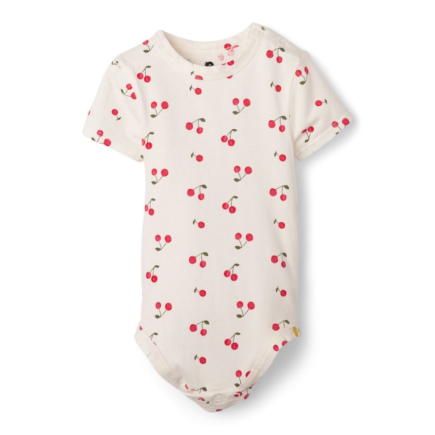 Rise Little Earthling Crew Short - Sleeve Graphic Bodysuit White Cherry All - Over - Print 12 - 18m - Mastermind Toys___243875