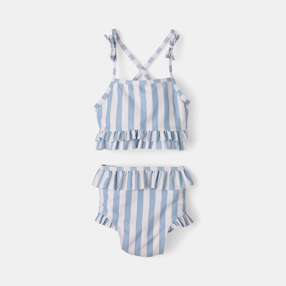 Rise Little Earthling Ruffle Bow 2 - pc Bathing Suit Peach Gingham 0 - 6m - Mastermind Toys___234994