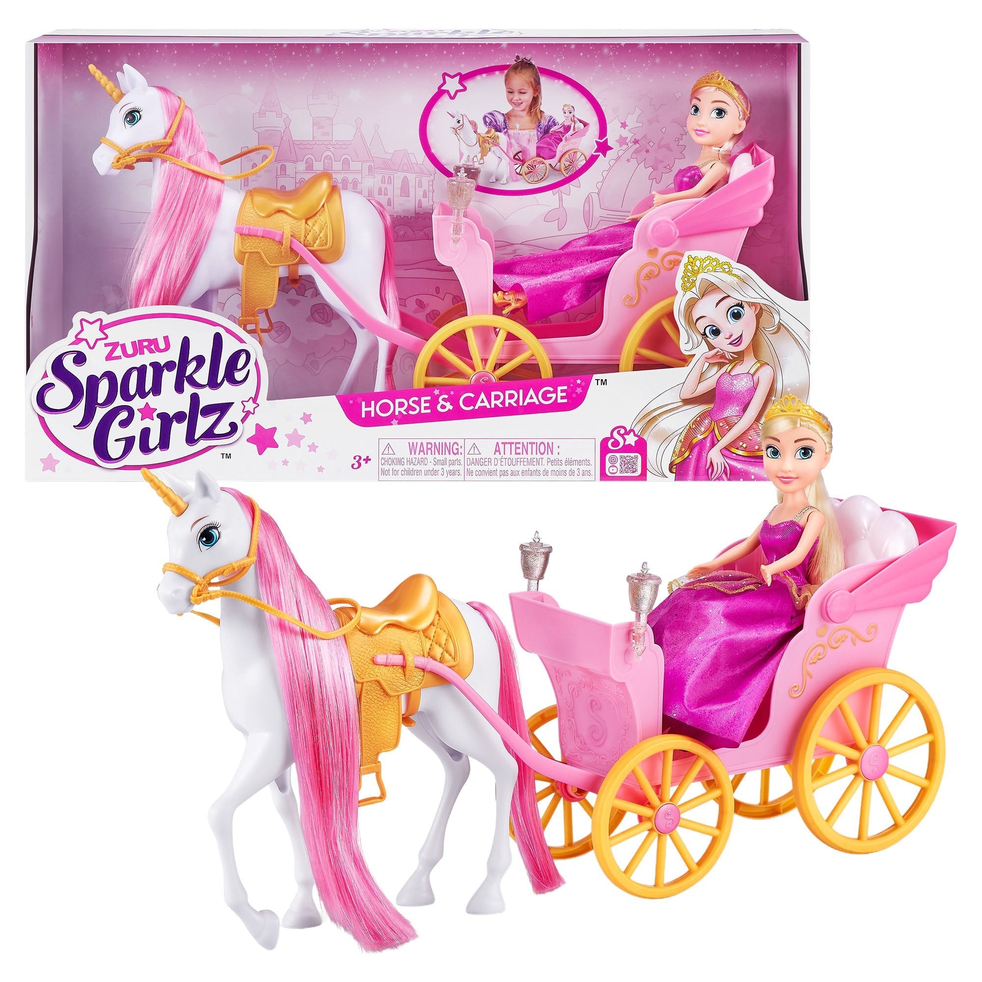 Sparkle Girlz Unicorn and Princess Doll with Carriage Set - Mastermind Toys___248630