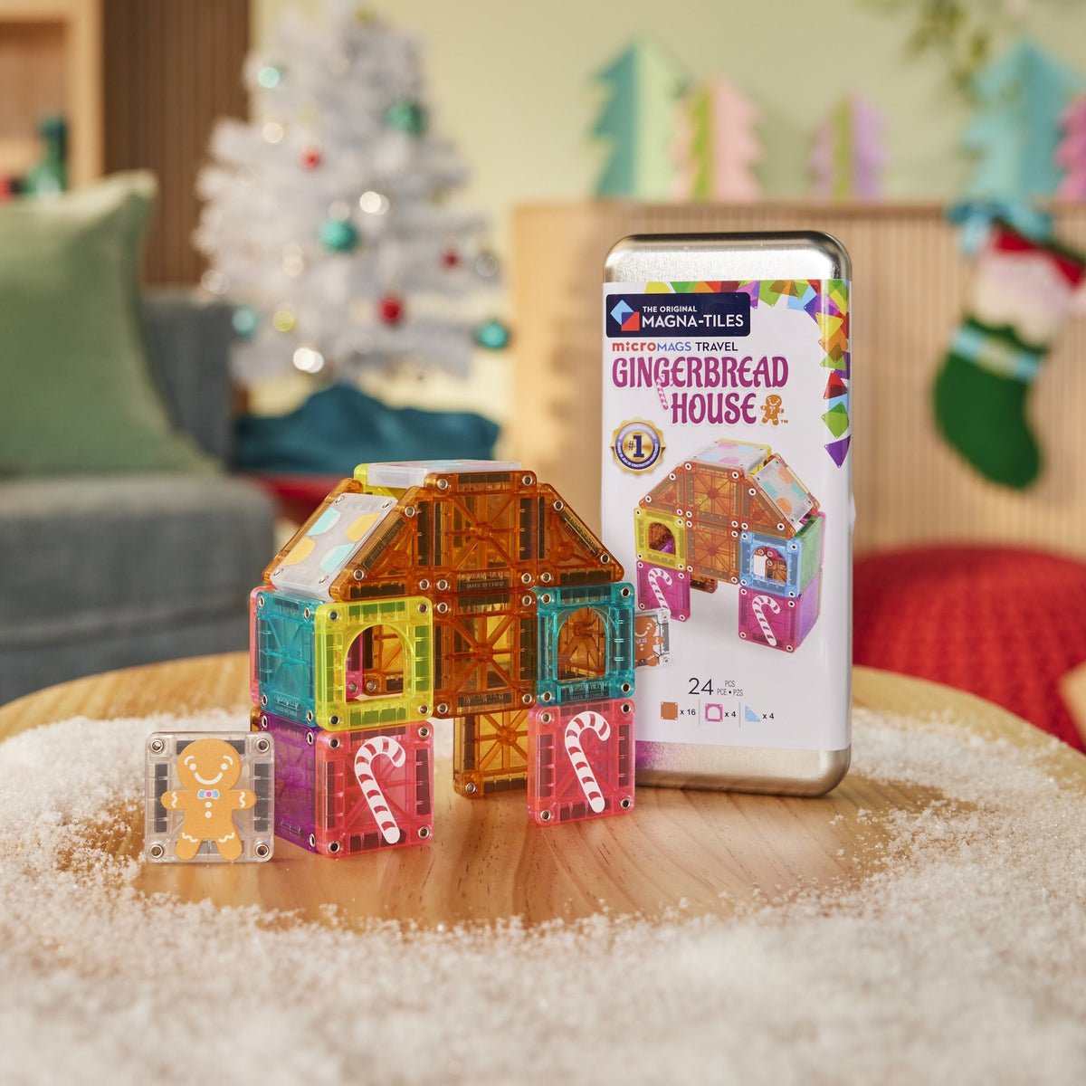 The Original MAGNA-TILES® microMAGS Gingerbread House Travel 24-Piece - Mastermind Toys___256025