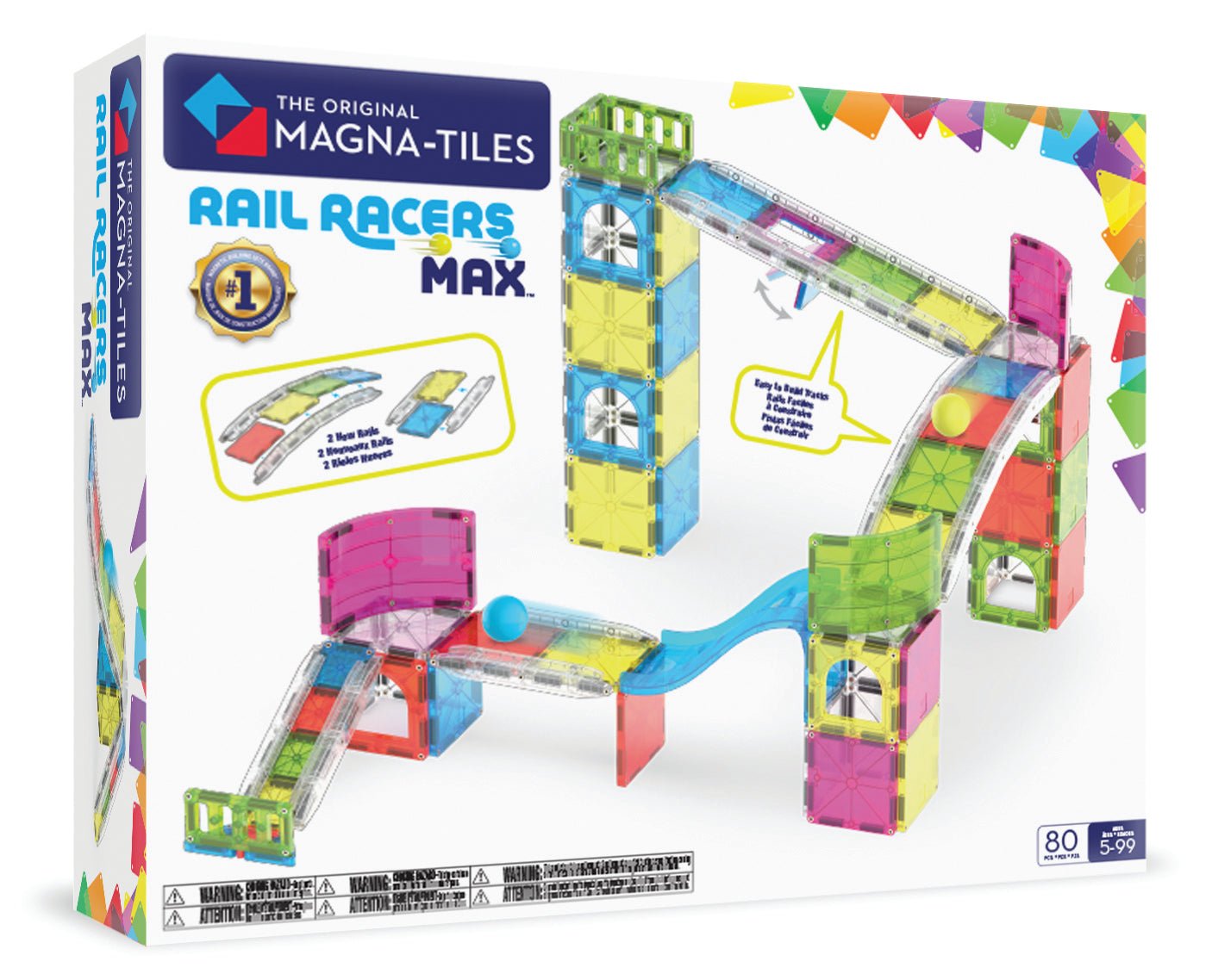 The Original MAGNA-TILES® Rail Racers Max 80-Piece - Mastermind Toys___256023