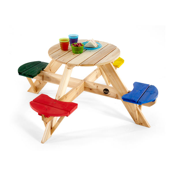 Plum Children's Circular Picnic Table with Coloured Seats