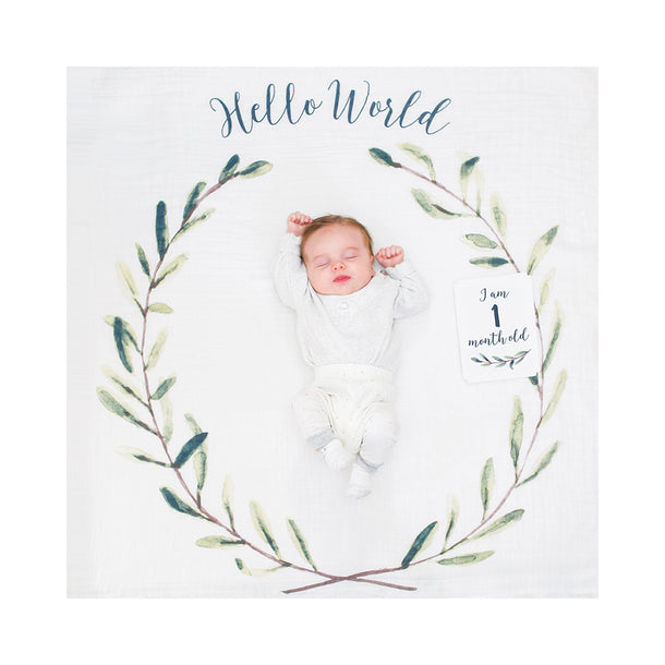 Lulujo Baby's First Year Hello World Milestone Blanket